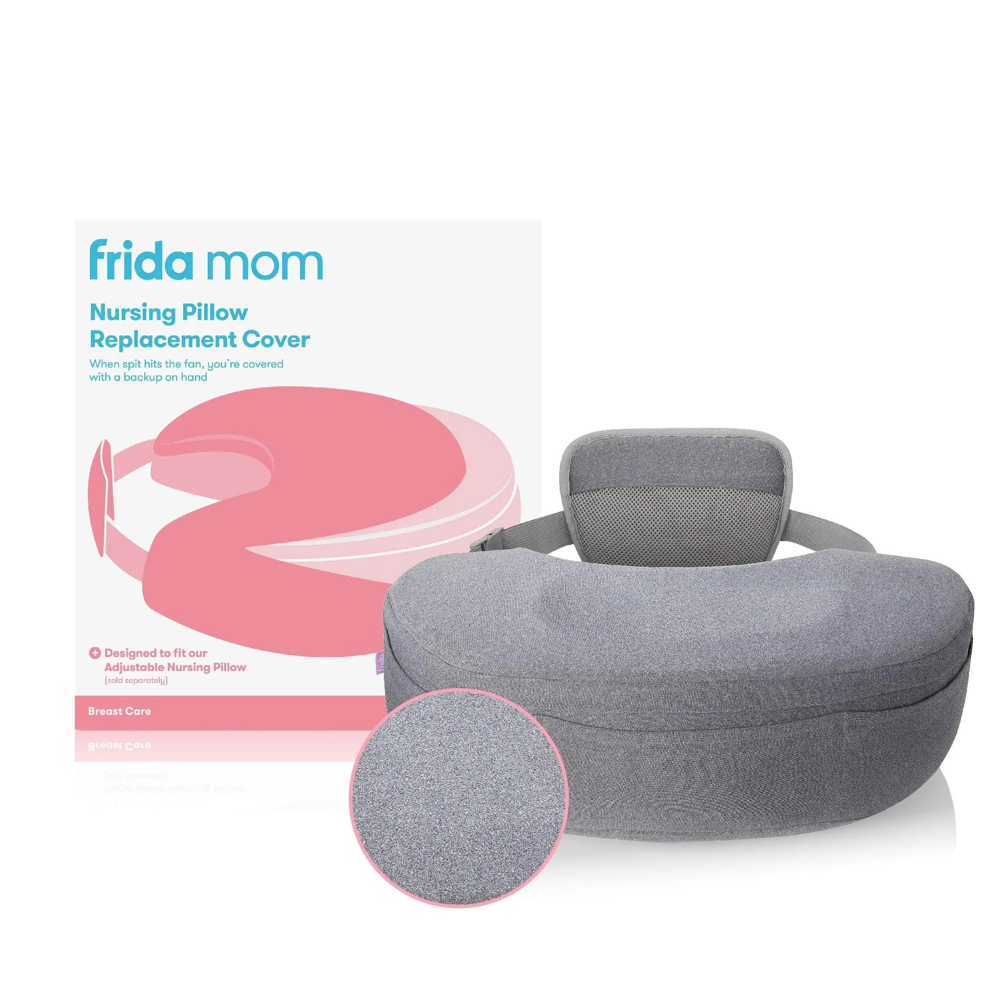 Frida Mom L-Shape Nursing Pillow Cover, Standard Size, Gray | Soft Fabric Replacement for Feeding Support - main product image