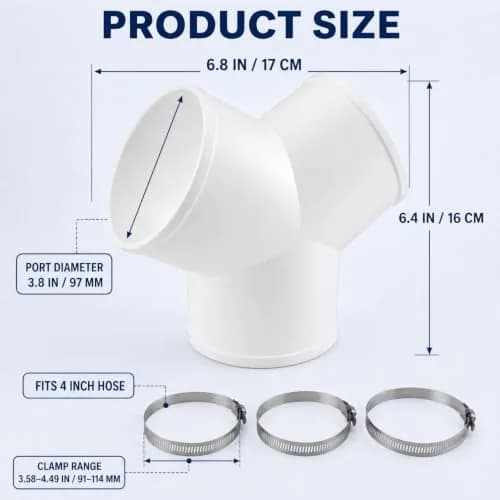 Enenes 4 Inch Y Duct Connector for Ventilation Systems | Seamless, Leak-Proof, Easy Install thumbnail 2