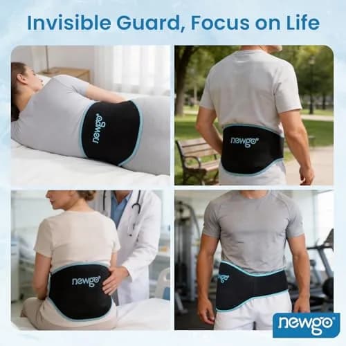 NEWGO Black 2 Pack Gel Ice Pack Wrap for Lower Back Pain Relief | Contours to Back Shape thumbnail 4