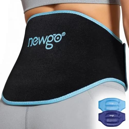 NEWGO Black 2 Pack Gel Ice Pack Wrap for Lower Back Pain Relief | Contours to Back Shape thumbnail 1