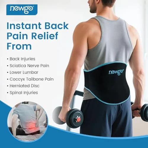 NEWGO Black 2 Pack Gel Ice Pack Wrap for Lower Back Pain Relief | Contours to Back Shape thumbnail 3