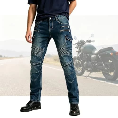 LOMENG Motorcycle Riding Pants Men with CE Armor, Dual Sport Jeans, All Seasons, Size 36 | Impact-Resistant & Breathable thumbnail 2