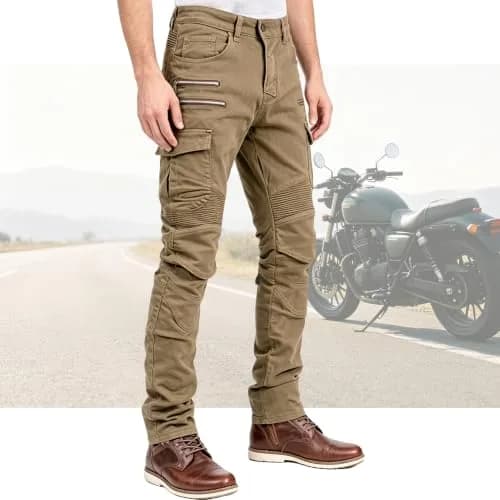 LOMENG Motorcycle Riding Pants Men with CE Armor Dual Sport Jeans | Breathable, Impact-Resistant, All Seasons thumbnail 2