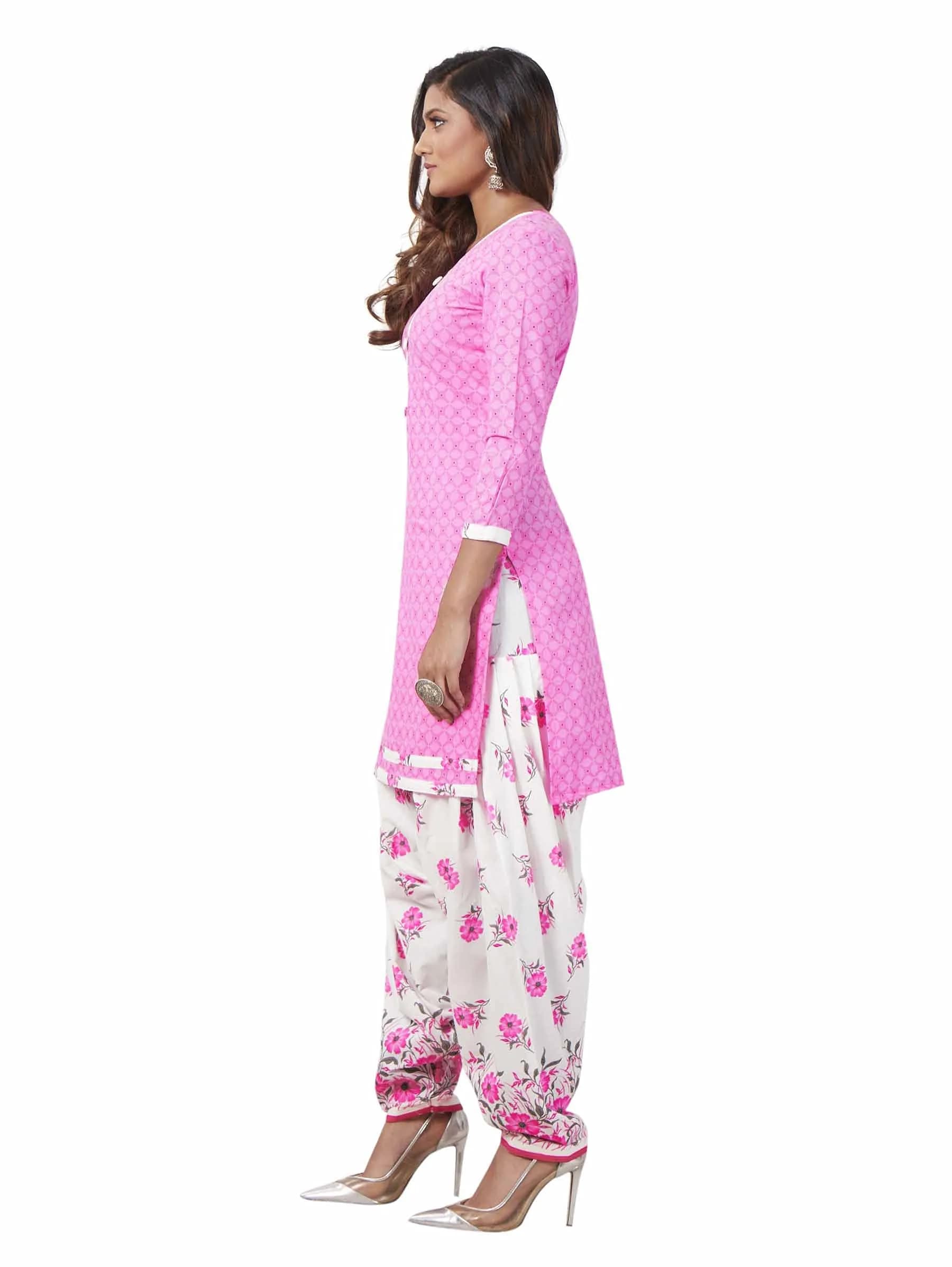 Miraan Women's Cotton Printed Readymade Salwar Suit Set XXX-Large Pink (46cm Chest) - view 3