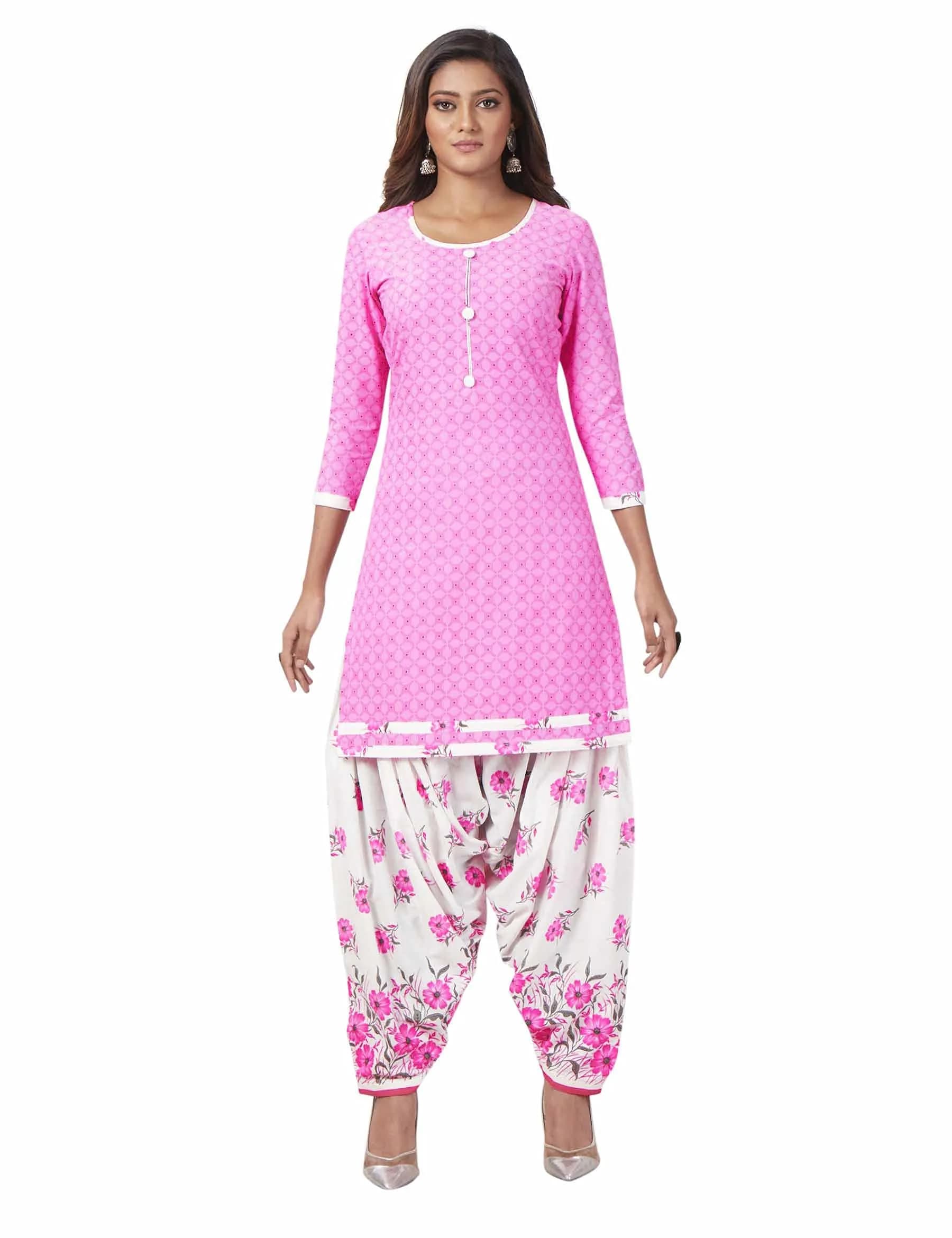 Miraan Women's Cotton Printed Readymade Salwar Suit Set XXX-Large Pink (46cm Chest) - view 4