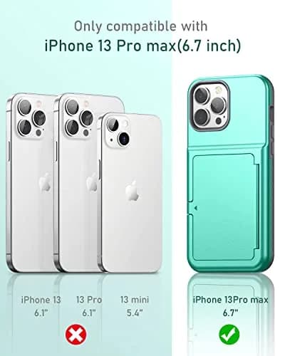 WeLoveCase for iPhone 13 Pro Max Case 6.7 Inch Mint Green | Heavy Duty Wallet & Mirror thumbnail 2