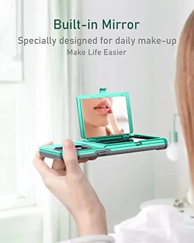WeLoveCase for iPhone 13 Pro Max Case 6.7 Inch Mint Green | Heavy Duty Wallet & Mirror thumbnail 3