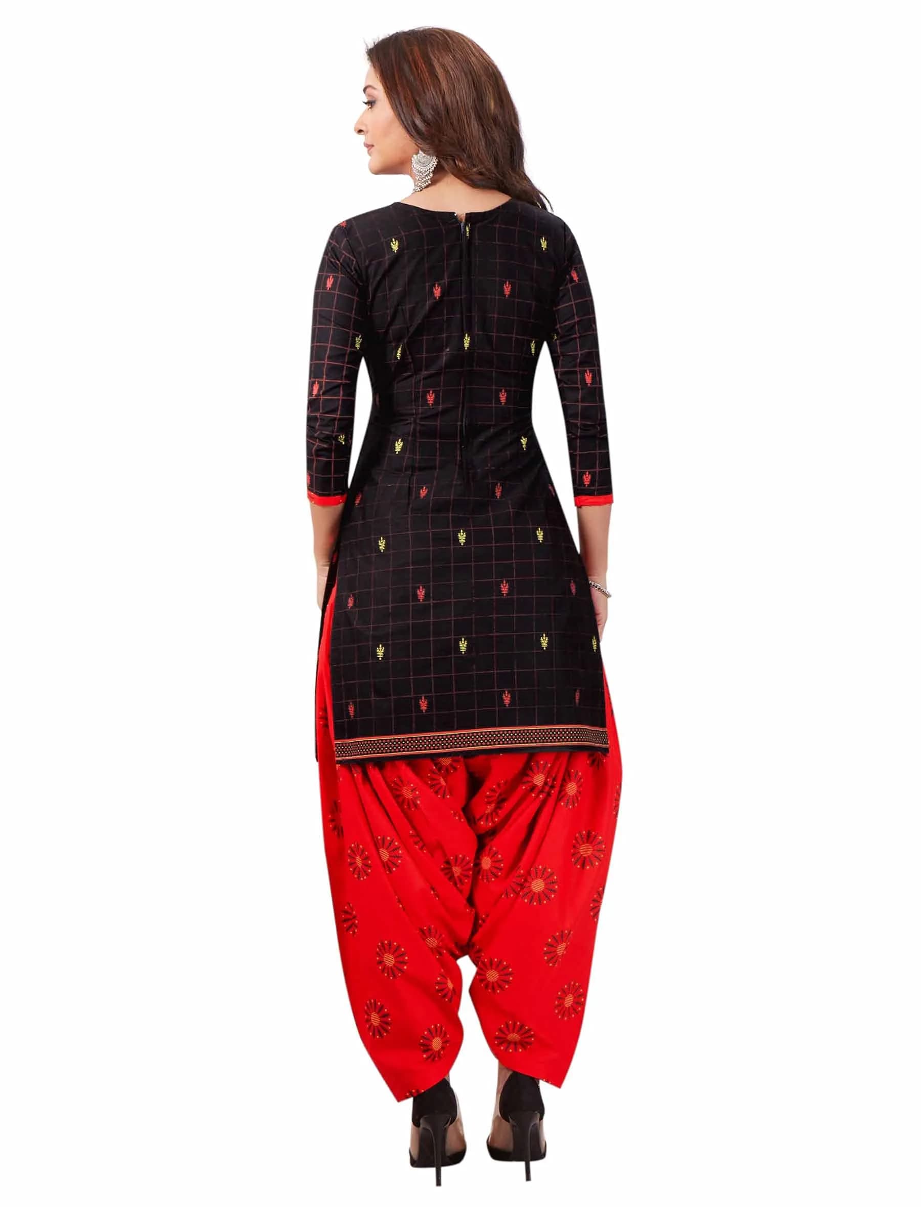 Miraan Women's Cotton Printed Readymade Salwar Suit XX-Large Black | Knee Length Patiala Bottoms - view 2