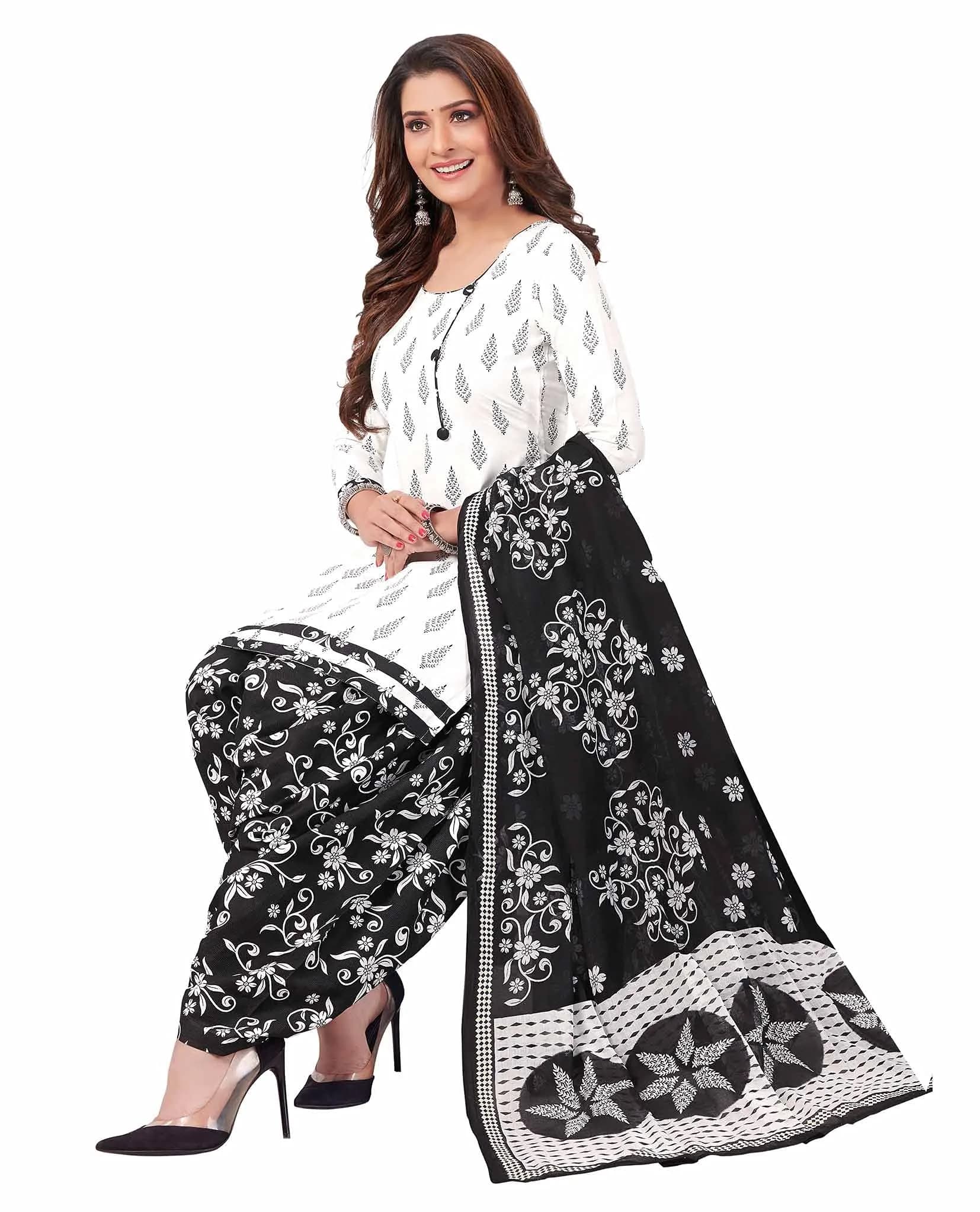Miraan Women's Cotton Printed Readymade Salwar Suit 4XL (48 inches) | Floral Print, 3/4 Sleeve, Round Neck - view 6