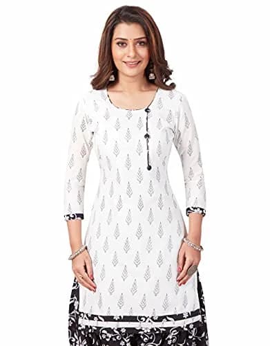 Miraan Women's Cotton Printed Readymade Salwar Suit XXX-Large White (46 inches Chest) | Traditional Floral Print Set thumbnail 5