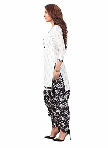 Miraan Women's Cotton Printed Readymade Salwar Suit XXX-Large White (46 inches Chest) | Traditional Floral Print Set thumbnail 3