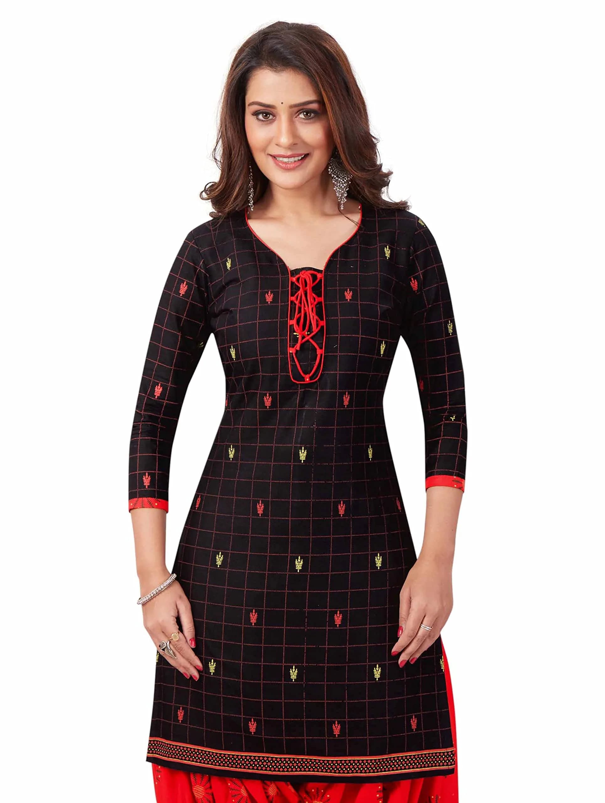 Miraan Women's Cotton Printed Readymade Salwar Suit Set Large Black 680g (24cm x 2cm x 36cm) - view 5