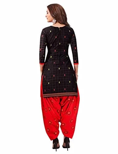 Miraan Women's Cotton Printed Readymade Salwar Suit Set Large Black 680g (24cm x 2cm x 36cm) thumbnail 2