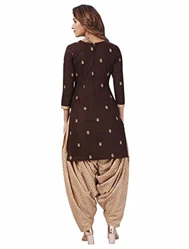 Miraan Women's Cotton Printed Readymade Salwar Suit X-Large Brown | Knee Length 3/4 Sleeve thumbnail 2