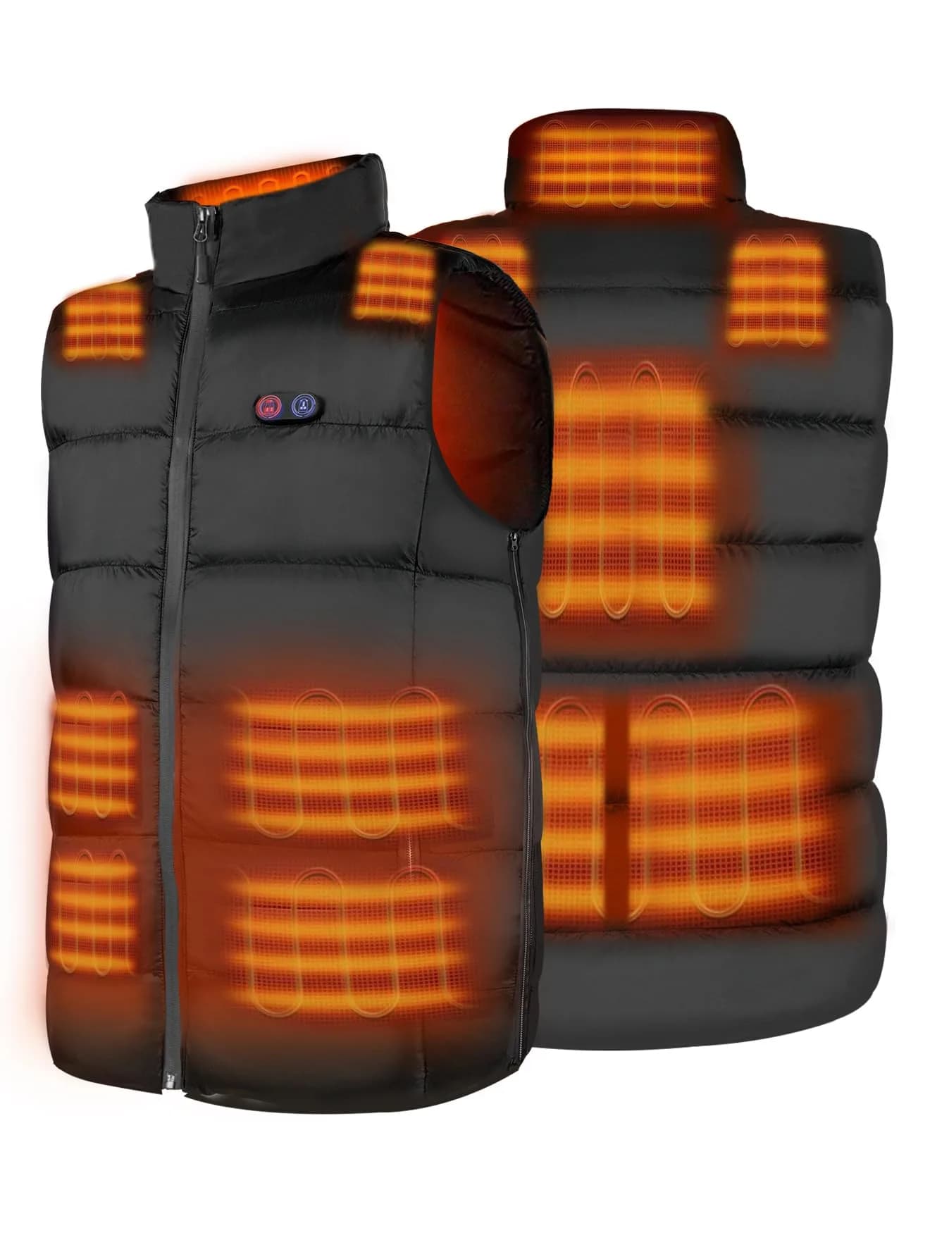 DR.PREPARE Heated Vest XL-XXL (10 Heating Zones) | Adjustable Fit for Indian Winters — Black
