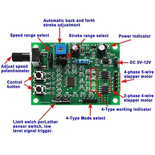 QINIZX 4V-6V 5V 2-Phase 4-Wire Stepper Motor Driver Controller Board | Multi-function, 800mA rated current, 2.36x1.73 inch thumbnail 2
