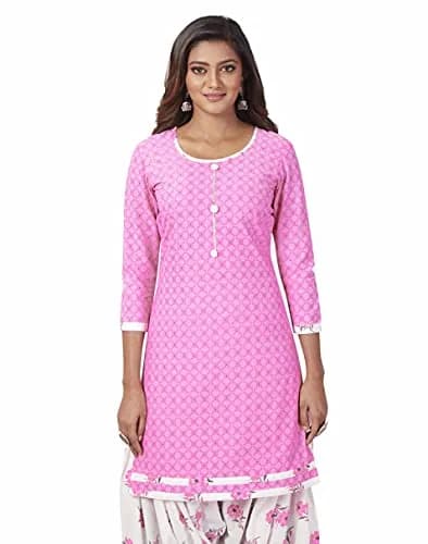 Miraan Women's Cotton Printed Readymade Salwar Suit Set X-Large Pink | 3-Piece Ethnic Wear thumbnail 5