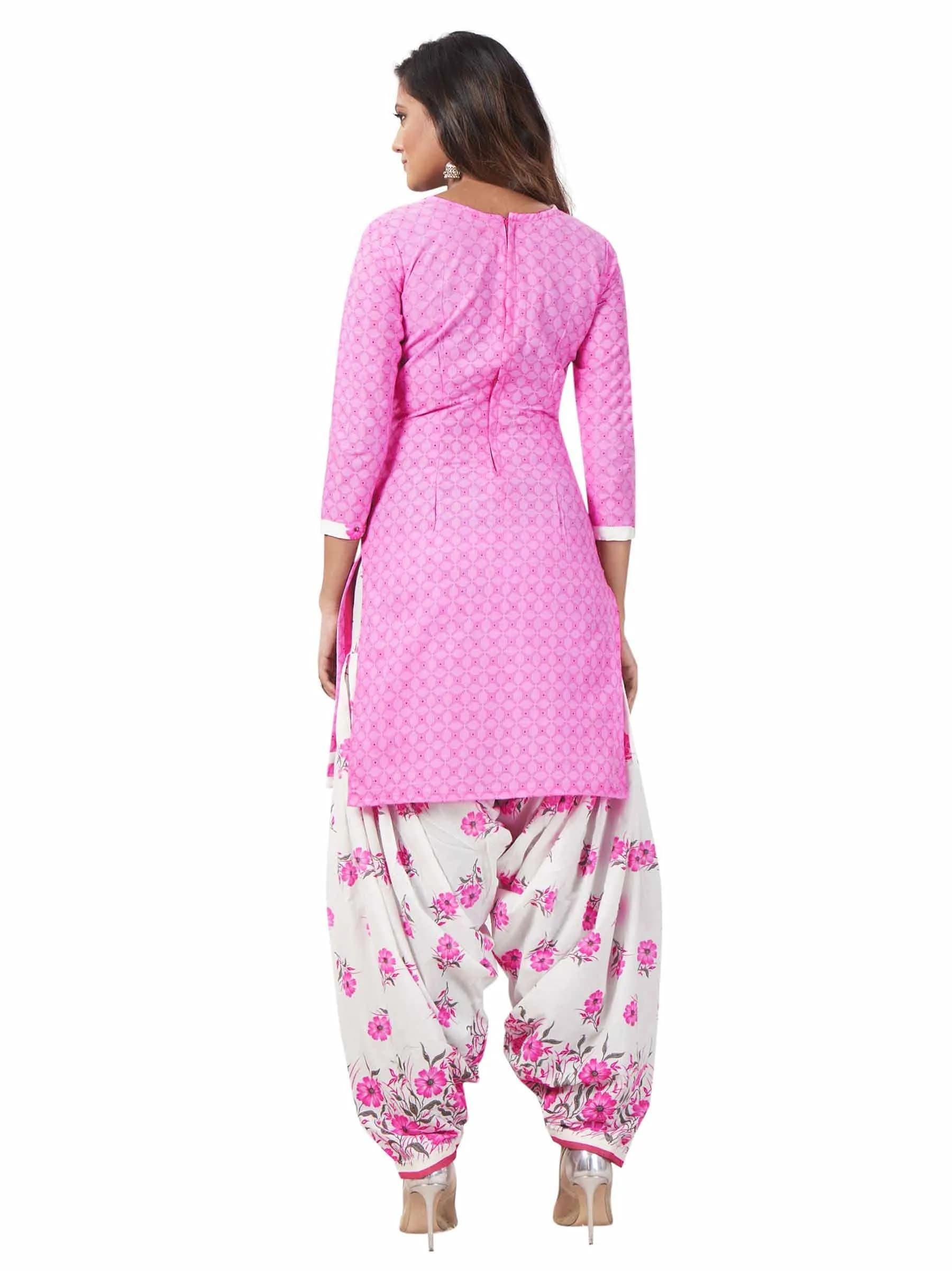 Miraan Women's Cotton Printed Readymade Salwar Suit Set X-Large Pink | 3-Piece Ethnic Wear - view 2