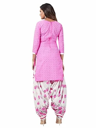 Miraan Women's Cotton Printed Readymade Salwar Suit Set X-Large Pink | 3-Piece Ethnic Wear thumbnail 2