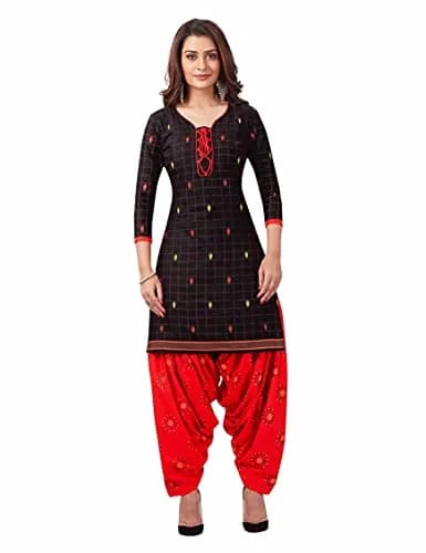 Miraan Women's Cotton Printed Readymade Salwar Suit X-Large Black | Knee Length, Round Neck, 3/4 Sleeve thumbnail 4