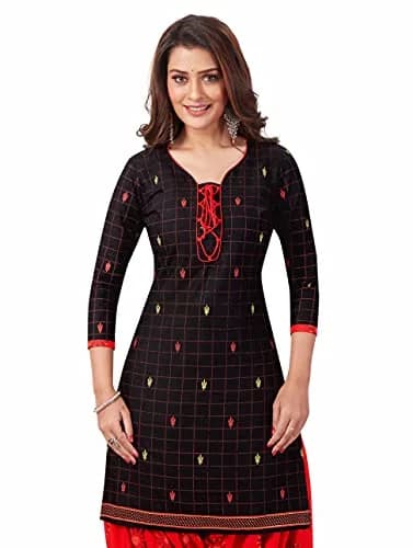 Miraan Women's Cotton Printed Readymade Salwar Suit X-Large Black | Knee Length, Round Neck, 3/4 Sleeve thumbnail 5