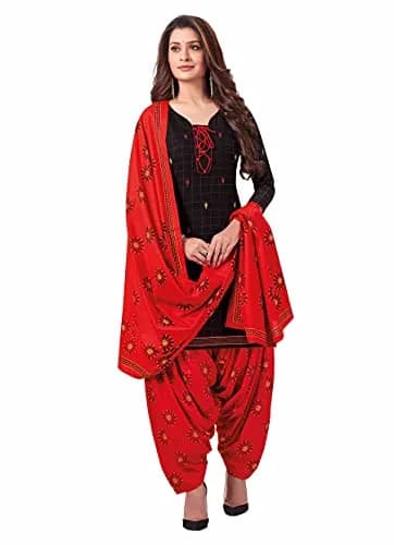 Miraan Women's Cotton Printed Readymade Salwar Suit X-Large Black | Knee Length, Round Neck, 3/4 Sleeve thumbnail 1
