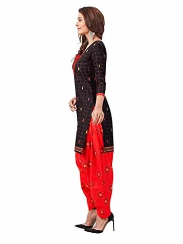 Miraan Women's Cotton Printed Readymade Salwar Suit X-Large Black | Knee Length, Round Neck, 3/4 Sleeve thumbnail 3