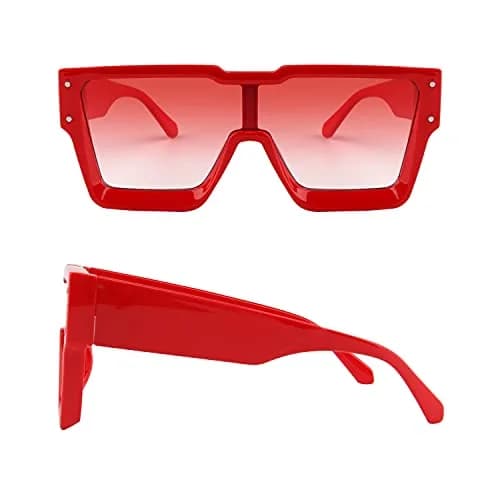 KENBO Oversized Red Frame Gradient Red Lens Square Rimless Shield Sunglasses for Women Men - view 5
