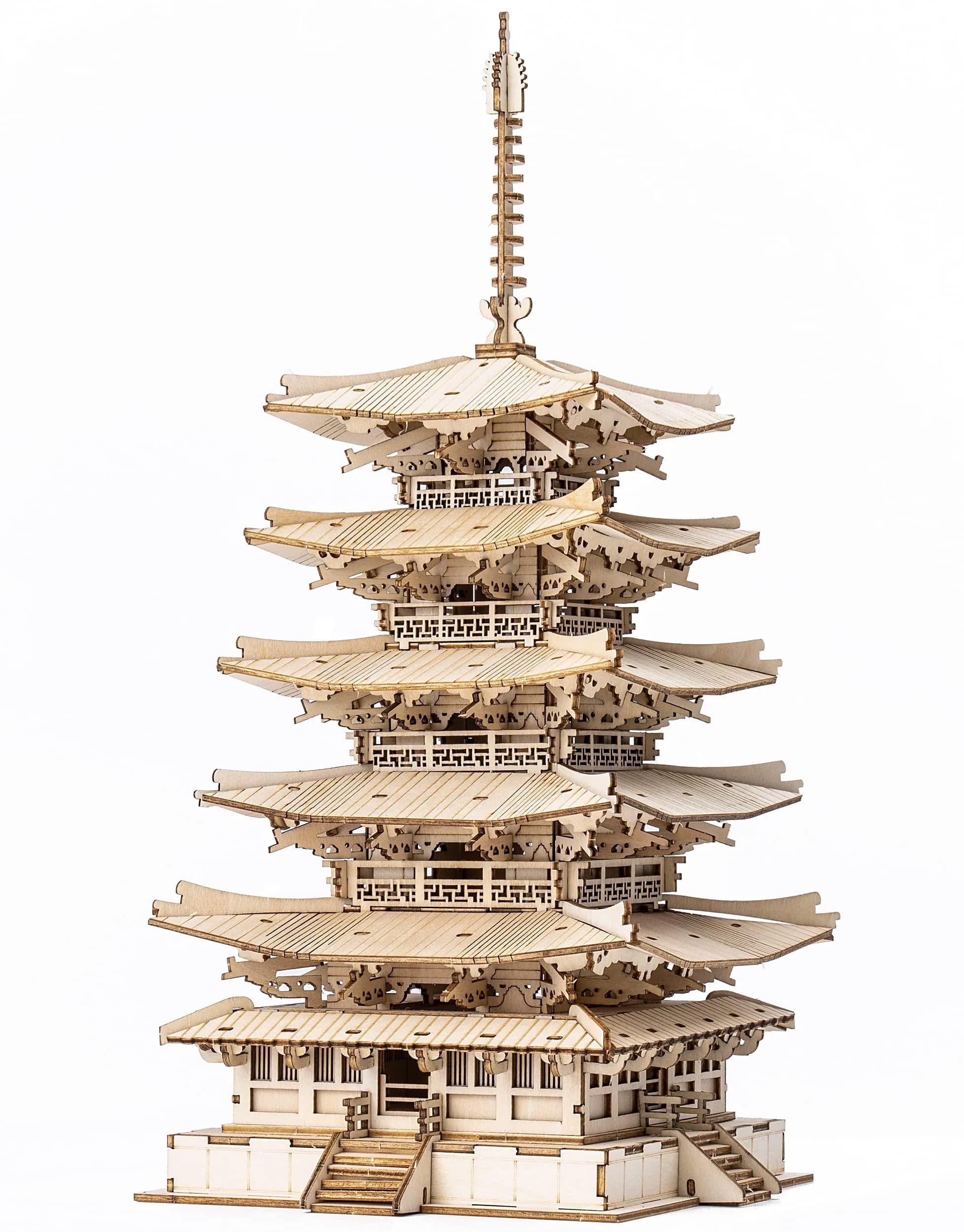 Rolife Wooden Model Kit for Adults 3D Puzzle Five-Storied Pagoda | Retro Wooden Assembly - main product image