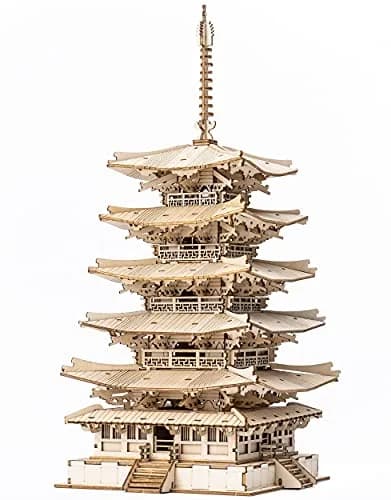 Rolife Wooden Model Kit for Adults 3D Puzzle Five-Storied Pagoda | Retro Wooden Assembly thumbnail 1