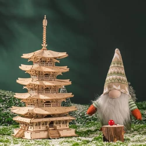 Rolife Wooden Model Kit for Adults 3D Puzzle Five-Storied Pagoda | Retro Wooden Assembly thumbnail 8
