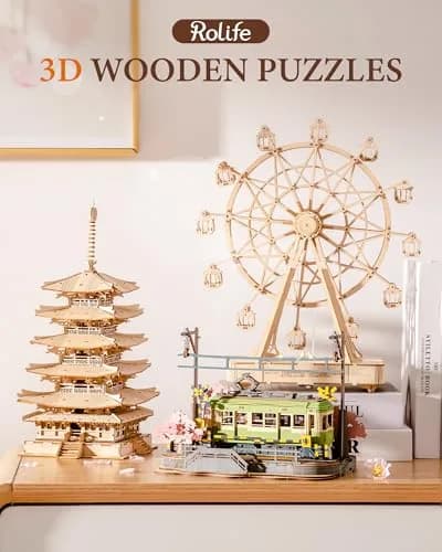 Rolife Wooden Model Kit for Adults 3D Puzzle Five-Storied Pagoda | Retro Wooden Assembly thumbnail 2