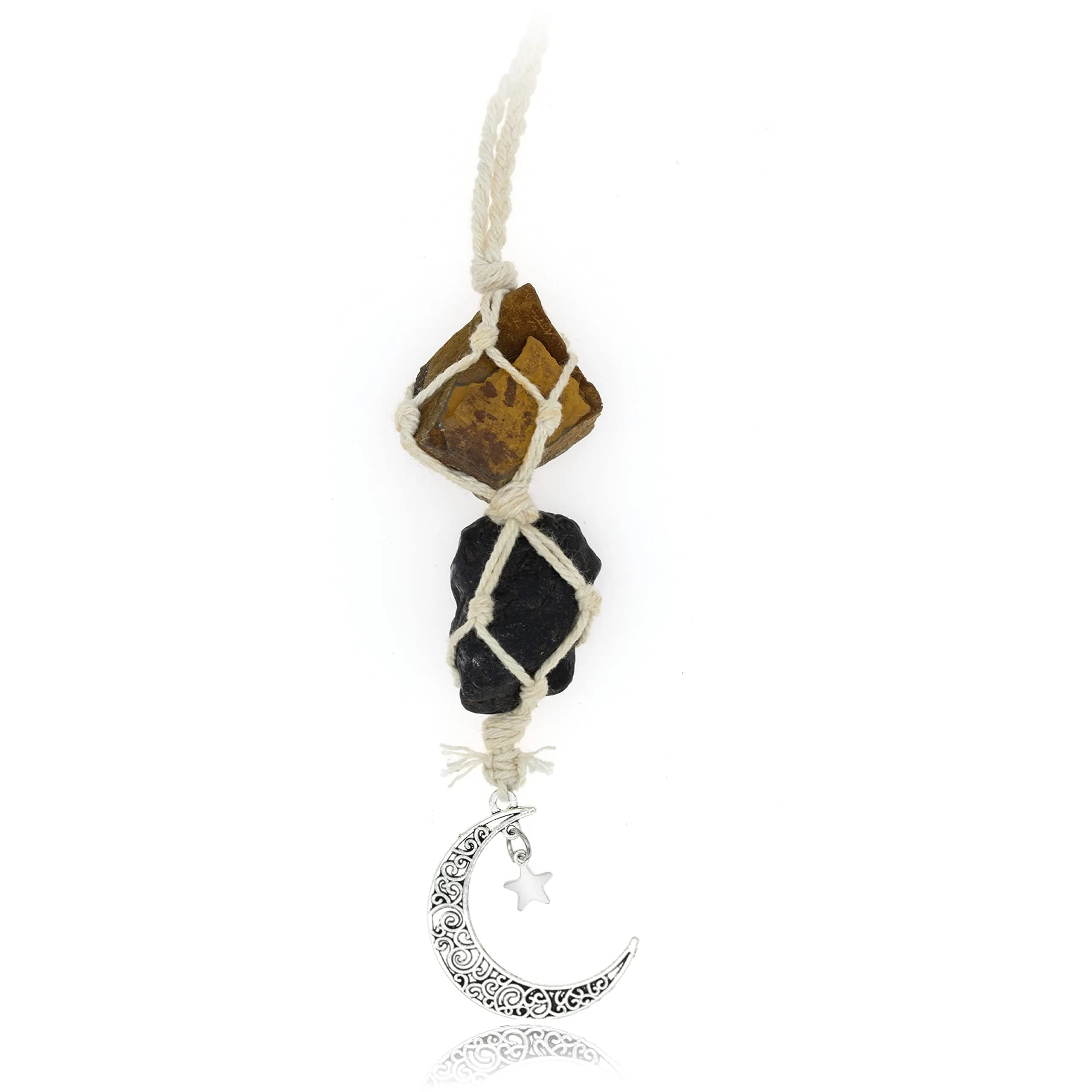 BOHO GARDEN Hanging Car Charm - Tiger Eye & Black Tourmaline | Grounding, Confidence, Protection, Energy