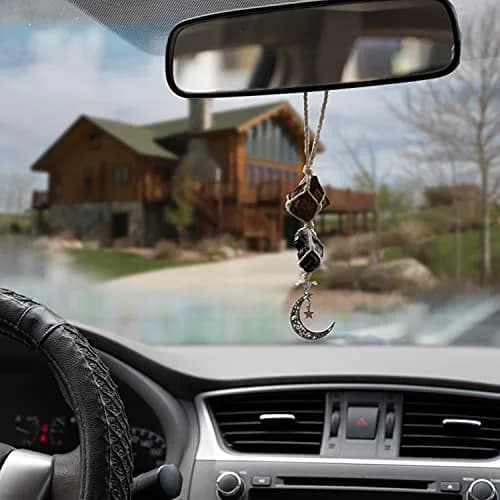 BOHO GARDEN Hanging Car Charm - Tiger Eye & Black Tourmaline | Grounding, Confidence, Protection, Energy thumbnail 4