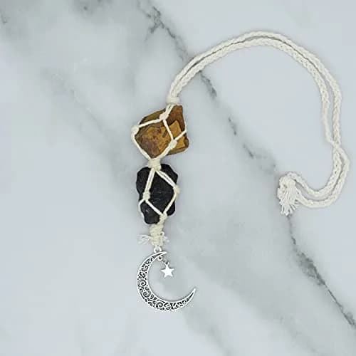 BOHO GARDEN Hanging Car Charm - Tiger Eye & Black Tourmaline | Grounding, Confidence, Protection, Energy thumbnail 6