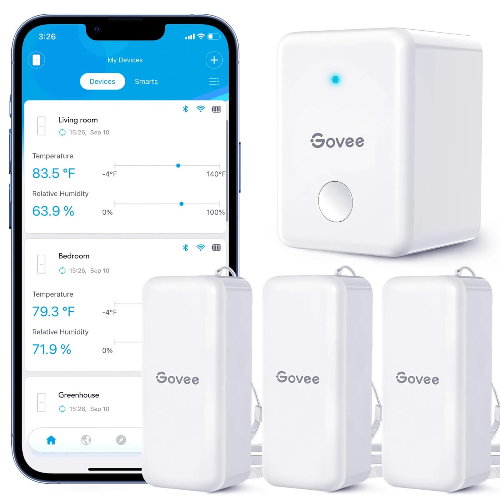 Govee Hygrometer Thermometer 3 Pack | WiFi Indoor Humidity & Temperature Sensors