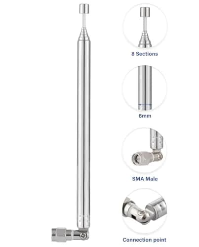 POBADY 8-Section Telescopic Antenna 73cm (28.75in) SMA Male Connector | AM/FM Radio Receiver Replacement Aerial thumbnail 4