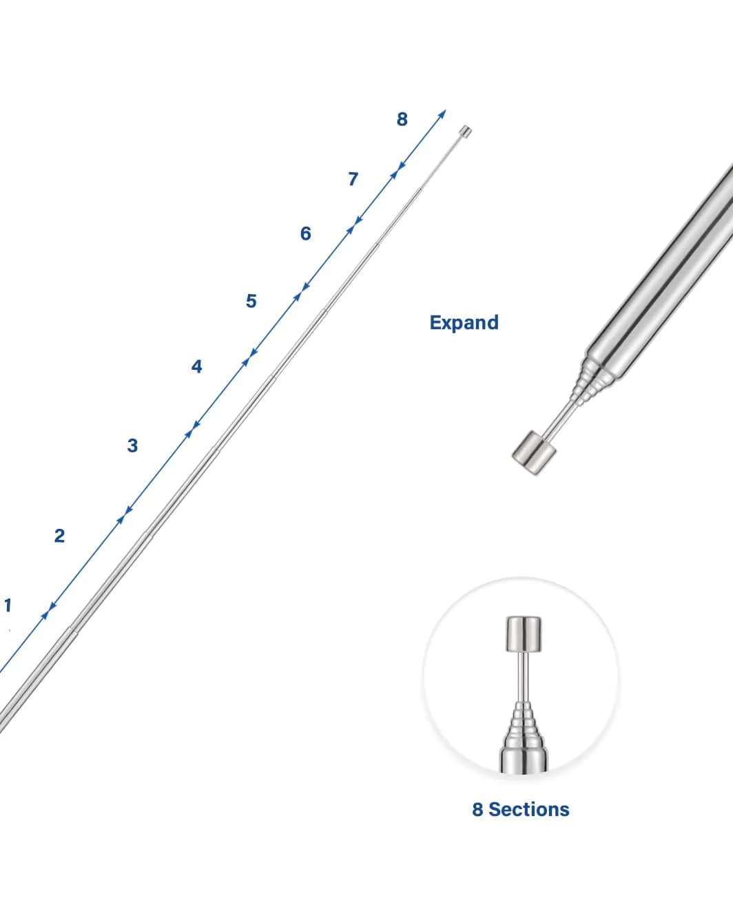 POBADY 8-Section Telescopic Antenna 73cm (28.75in) SMA Male Connector | AM/FM Radio Receiver Replacement Aerial - view 5