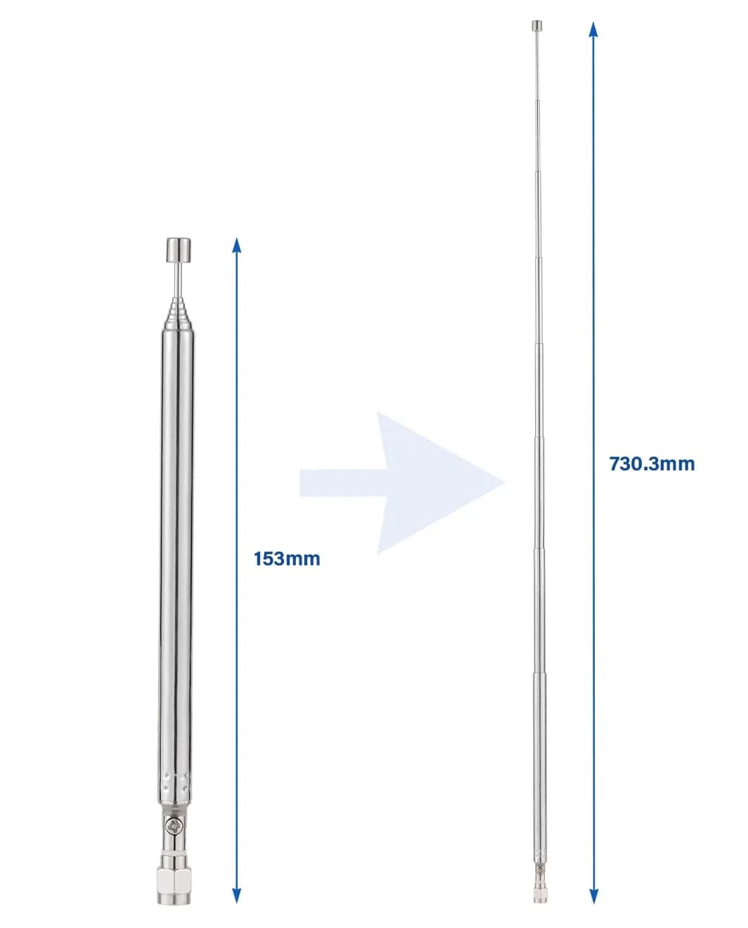 POBADY 8-Section Telescopic Antenna 73cm (28.75in) SMA Male Connector | AM/FM Radio Receiver Replacement Aerial - view 6
