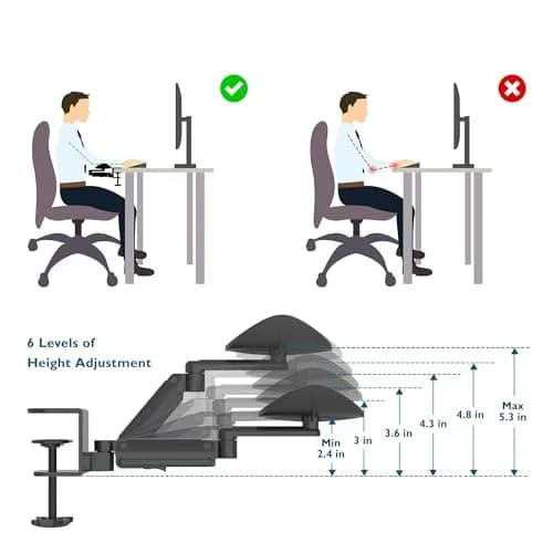 BONTEC Adjustable Arm Rest for Desk, 360° Rotating & Extendable, Aluminum | Ergonomic Support for Long Hours thumbnail 5