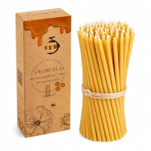 olorvela Natural Beeswax Taper Candles 50 Pack | 6.3 Inch, 30 Min Burn thumbnail 1