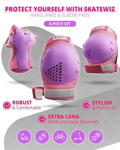 SKATEWIZ Impact Protection Gear for Adults - Pink Purple Size L/XL | Full Skating Safety Set thumbnail 6