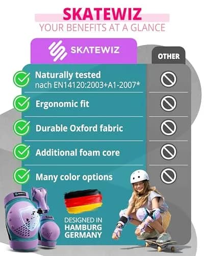 SKATEWIZ Impact Protection Gear for Adults - Pink Purple Size L/XL | Full Skating Safety Set thumbnail 8