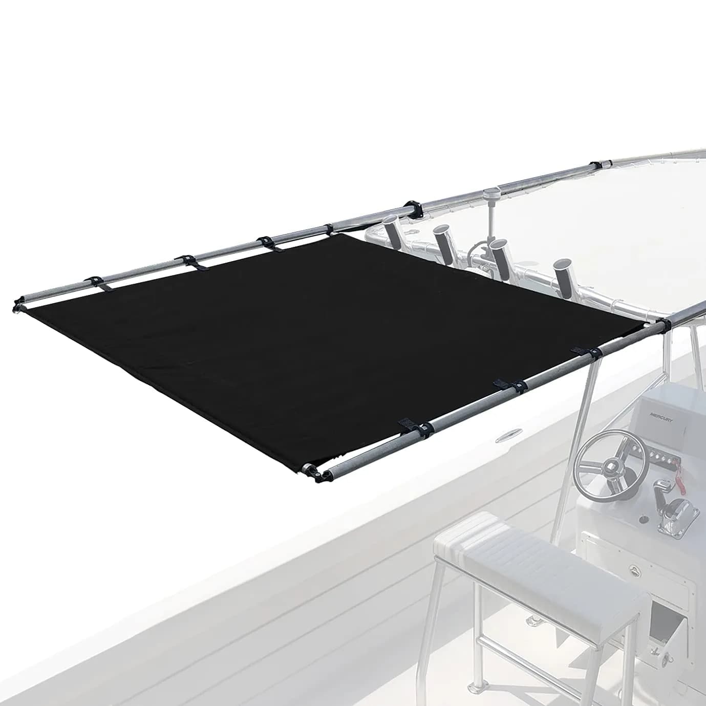 SureShade PTX Power Shade - 63" Wide (Black) | Marine Canvas & Stainless Steel — Black