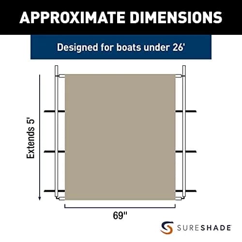 SureShade PTX Power Shade - 69" Wide (Tan) | Marine Canvas Boat Sun Shade with Auto Shut-Off thumbnail 2