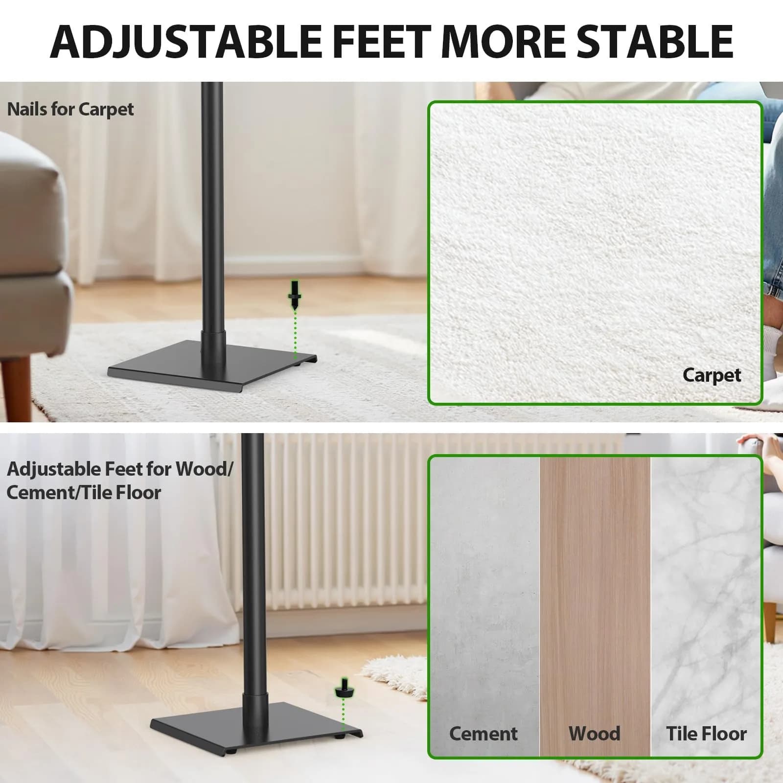 USX MOUNT Universal Speaker Stands, Height Adjustable 30"-39.1" | 5kg (11 lbs) Capacity Per Stand, Black Metal Pair - view 8