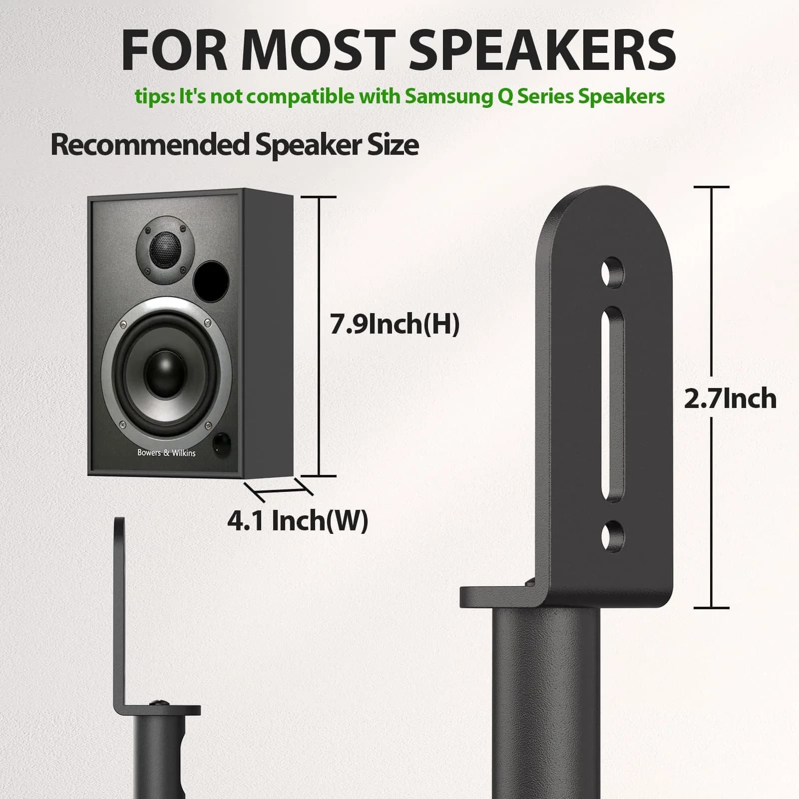 USX MOUNT Universal Speaker Stands, Height Adjustable 30"-39.1" | 5kg (11 lbs) Capacity Per Stand, Black Metal Pair - view 3
