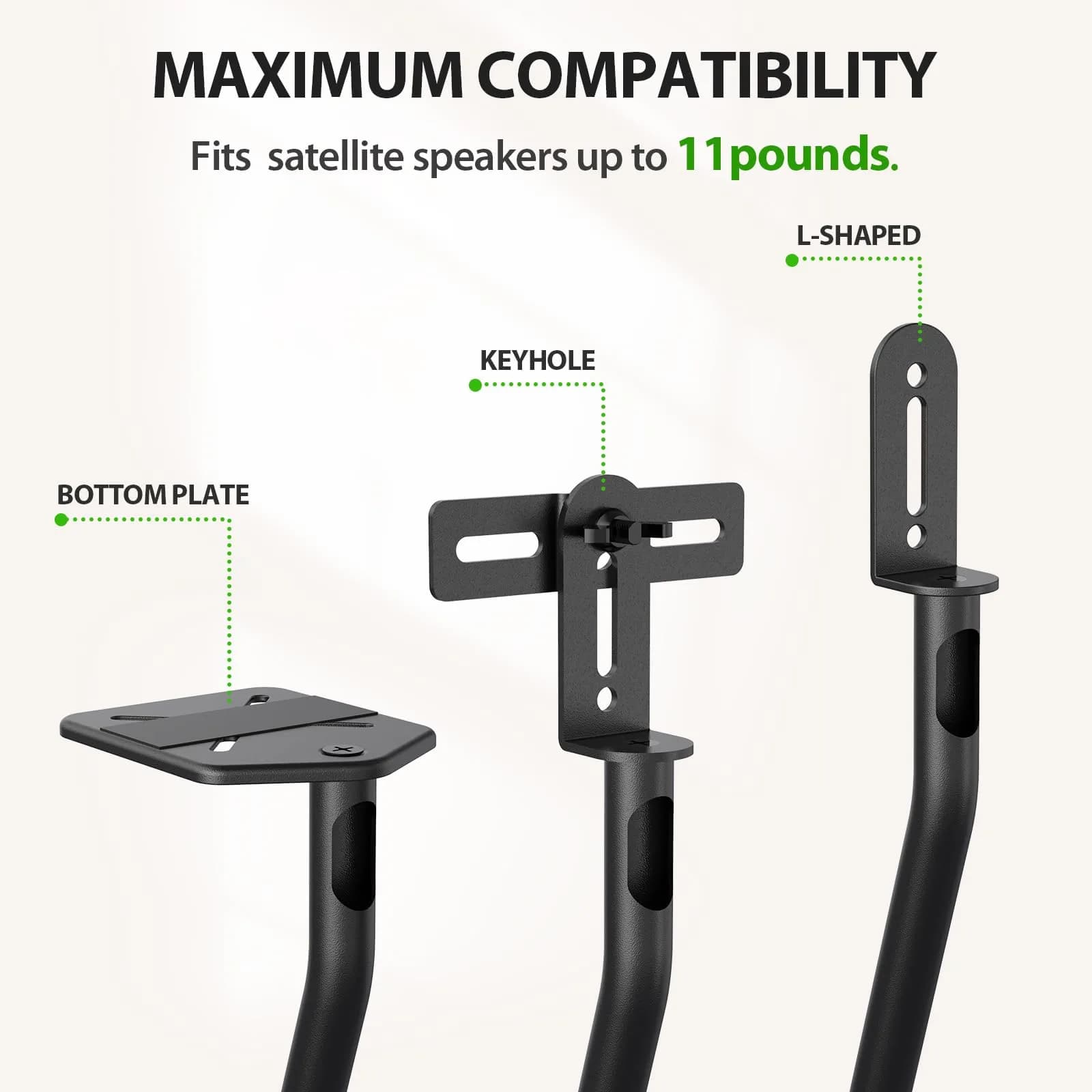 USX MOUNT Universal Speaker Stands, Height Adjustable 30"-39.1" | 5kg (11 lbs) Capacity Per Stand, Black Metal Pair - view 4