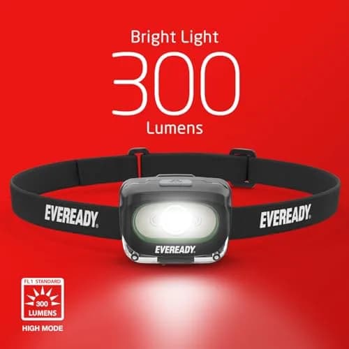 Eveready Rechargeable LED Headlight 300 Lumen (1 Pack) | IPX4 Water Resistant, 195ft Beam Distance thumbnail 6