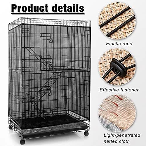 Shappy Black Bird Cage Net Cover Seed Catcher 152 x 100 cm | Breathable Mesh for Cleanliness thumbnail 5